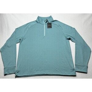Dunning Golf Mens Small Long Sleeve 1/4 Zip Pullover Teal Blue Elastic Waist NWT